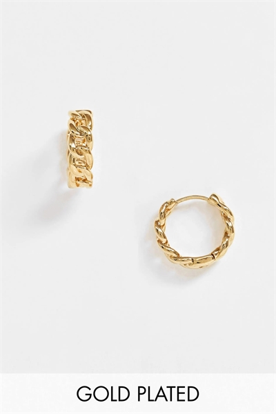 Серьги-кольца с цепочкой, покрытые 18-каратным золотом артикул 118903620