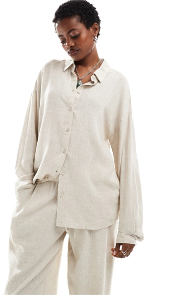 Рубашка из смешанного льна co-ord артикул 133450526