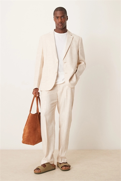 Брюки прямого кроя из смеси льна и хлопка артикул 138518708