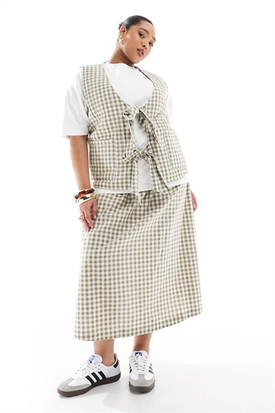 Плюс эксклюзивная юбка макси с сборками на талии co-ord артикул 139837659