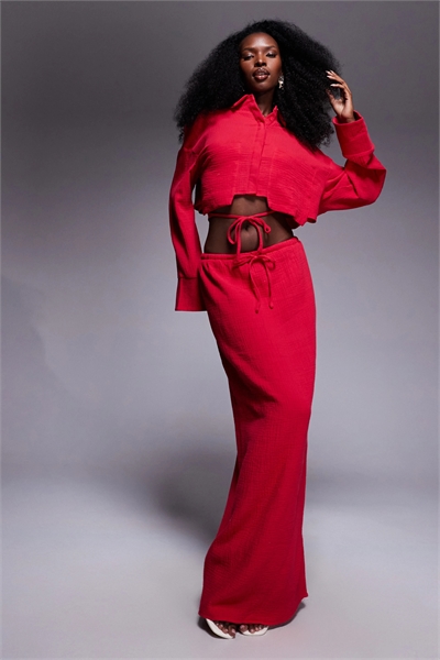 Эксклюзивная макси-юбка из фактурного хлопка с завязками co-ord артикул 140700596