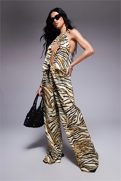 Брюки из атласа в пляжном стиле артикул 140988463