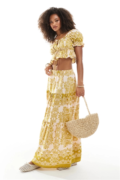 Макси-юбка с принтом и воланами co-ord артикул 141414691