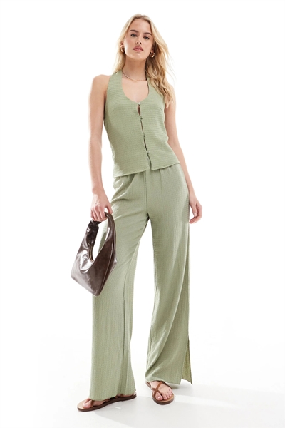 Брюки из фактурного джерси с разрезами на штанинах co-ord артикул 141637680