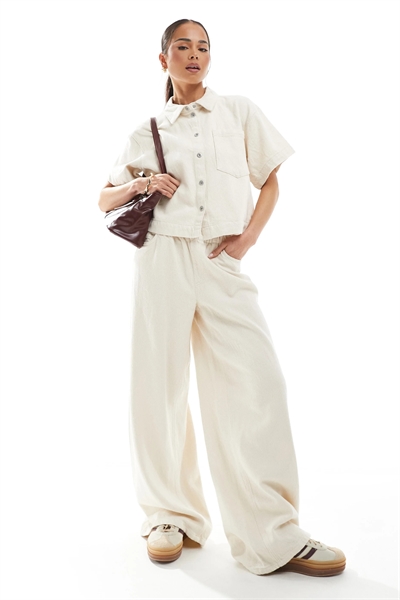 Брюки из текстурированного твила с широкими брючинами co-ord артикул 141664772