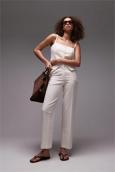 Брюки с эффектом льна, скроенные по фигуре co-ord артикул 142740069