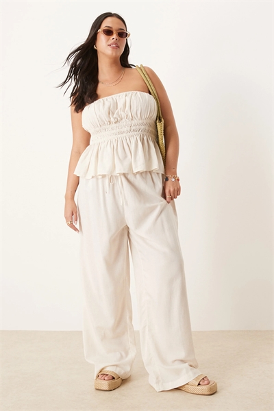 ASOS DESIGN Curve Belle — пляжные брюки с широкими брючинами из льна артикул 142910106