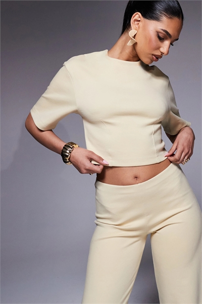 Фигурная футболка с перекрещивающимся вырезом и короткими рукавами артикул 143500306