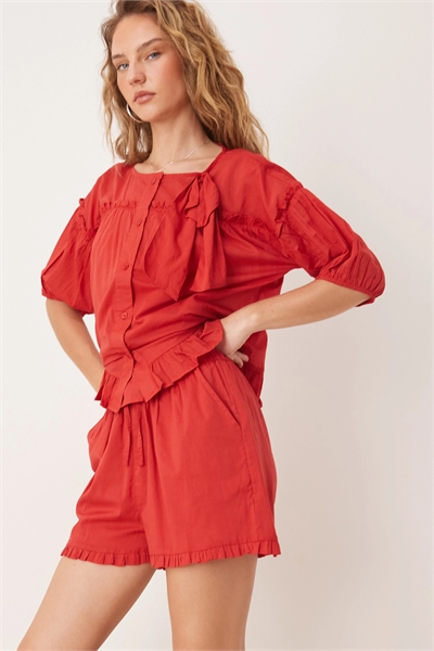 Шорты с рюшами по краю артикул 144209392