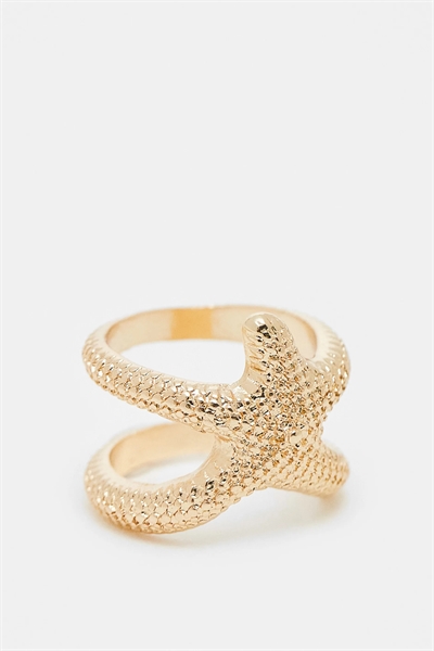 Кольцо с рельефным рисунком в виде морской звезды артикул 142393120