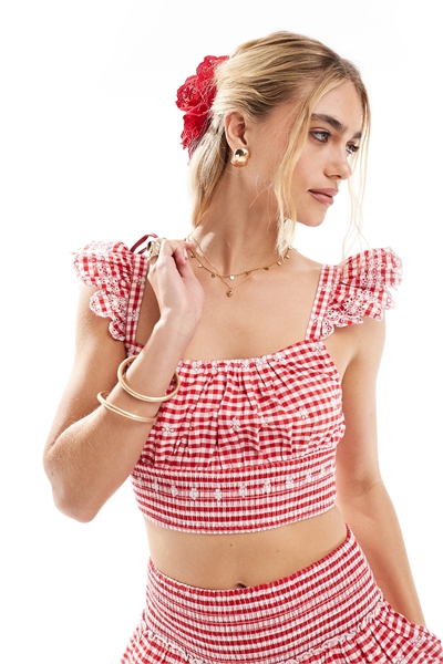 Короткий топ в клетку co-ord артикул 146857218