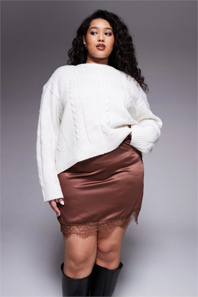 ASOS DESIGN Мини-юбка Curve с кружевной отделкой артикул 153410568