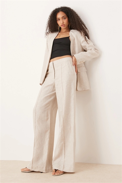 Брюки средней посадки с прямыми брючинами из смешанного льна co-ord артикул 147197970