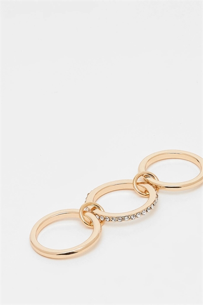 Кольцо с соединёнными звеньями и украшением из искусственного хрусталя артикул 149103593