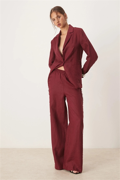 Брюки из 100% льна с необработанными краями, надеваемые через голову co-ord артикул 148603251