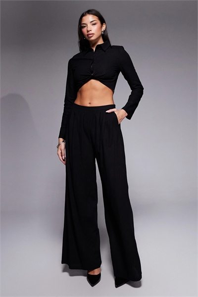 Эксклюзивные брюки с высокой талией и широкими брючинами, с преобладанием хлопка co-ord артикул 149633502