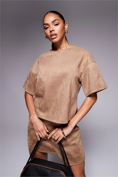 Футболка прямого кроя из искусственной замши co-ord артикул 149660947