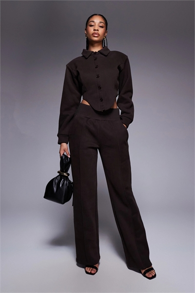 Брюки Hattie из смешанной хлопковой ткани с широкими брючинами и декоративными швами co-ord артикул 149852486