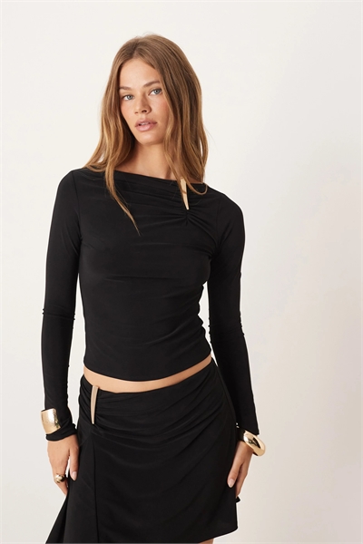 Облегающая блузка с длинными рукавами и рюшами по краю co-ord артикул 150233926