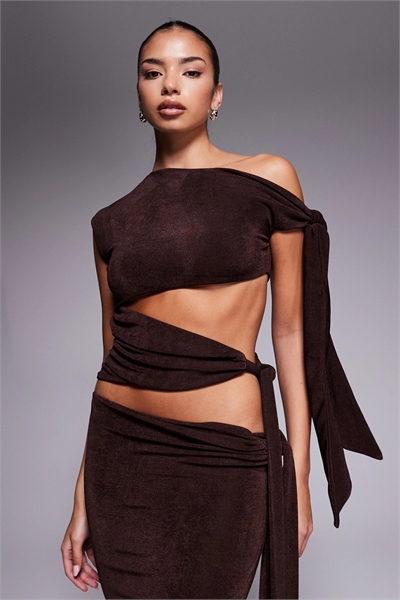 Боди Noa премиум-класса с фактурной тканью, плавными линиями и завязками на плечах co-ord артикул 150970029