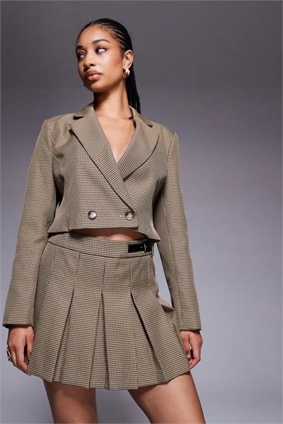 Клетчатая юбка-шорты с килтом и пряжкой артикул 151670778