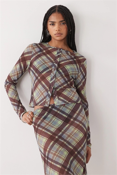 Топ с длинными рукавами из сетчатой ткани на пуговицах артикул 151750202