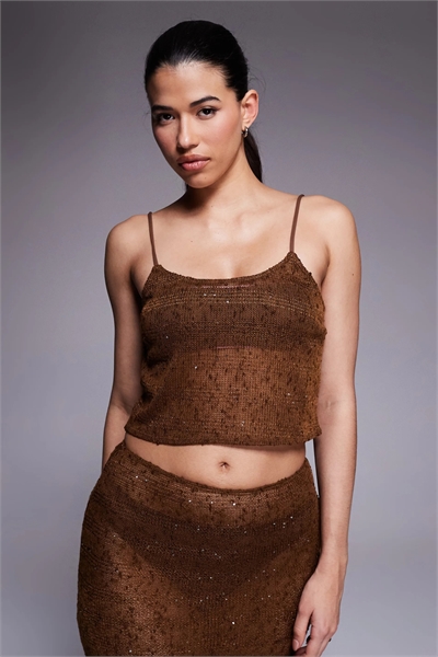 Пляжный топ из трикотажа с пайетками артикул 152417833