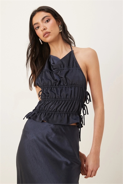 Топ с завязками на шее из атласа с эффектом сборки от Balboa co-ord артикул 152671869