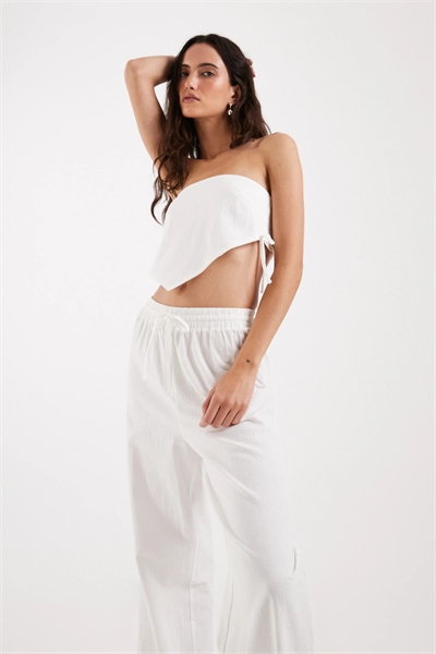 Пляжные брюки с широкими брючинами и завязкой на талии из смешанного льна co-ord артикул 153490722