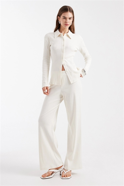 Брюки свободного кроя с высокой талией, широкими брючинами и ребристой текстурой с высоким содержанием хлопка co-ord артикул 154133911