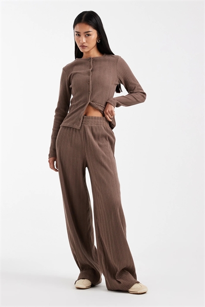 Брюки с широкими брючинами из ворсованной ребристой ткани co-ord артикул 154158568