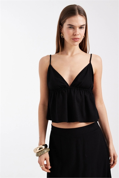 Топ на бретелях с эффектом льна co-ord артикул 154693199