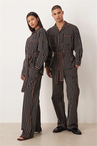 Универсальные брюки из чистого хлопка с контрастной окантовкой и эластичным поясом co-ord артикул 154902702