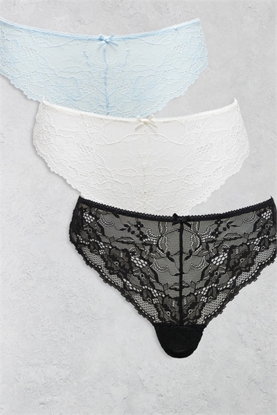 Набор из 3 пар повседневных трусиков из кружева артикул 150395978