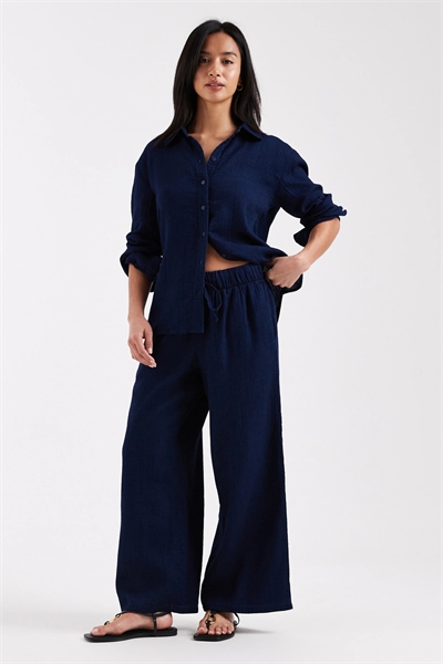 Брюки с широкими брючинами из ткани «сирсакер» co-ord артикул 155216734