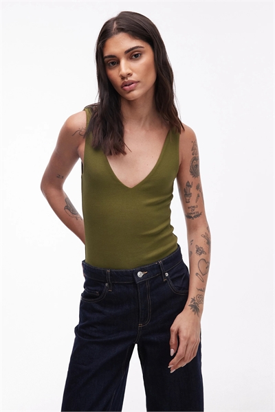 Компактный боди из хлопка с V-образным вырезом артикул 151962280