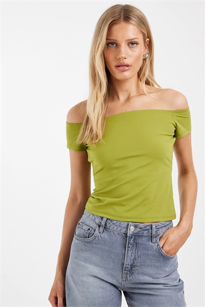 Топ с открытыми плечами и короткими рукавами артикул 151782110