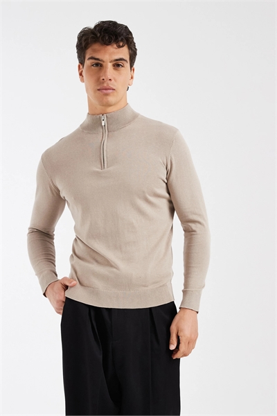 Свитер из египетского хлопка с четвертью молнии артикул 156088301