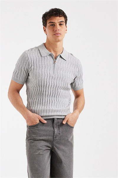 Поло с воротником-стойкой на молнии из египетского хлопка артикул 156088260
