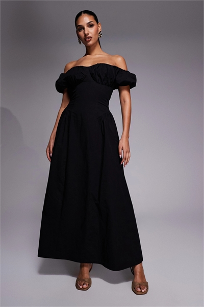 Эксклюзивное макси-платье из хлопка с рукавами «буф» в стиле «милкмейд» и складками на бедрах артикул 155537196