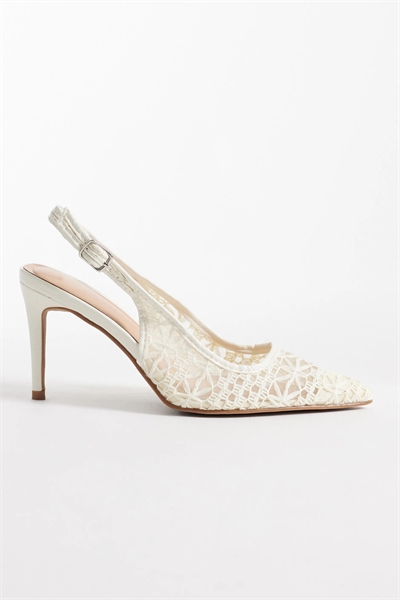 Туфли на каблуке с открытой пяткой, связанные крючком артикул 155472618