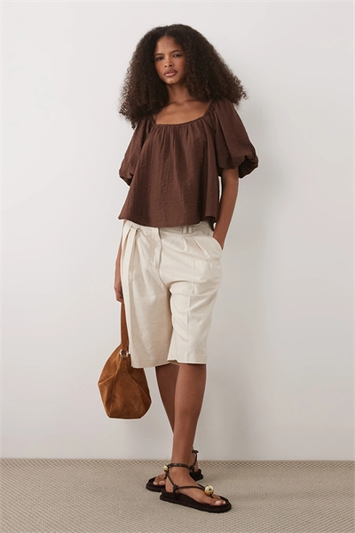 Блузка с квадратным вырезом и завязками сзади артикул 155470653