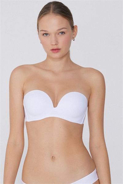 Бюстгальтер-бандо с мягкой подкладкой и низким вырезом артикул 153538732