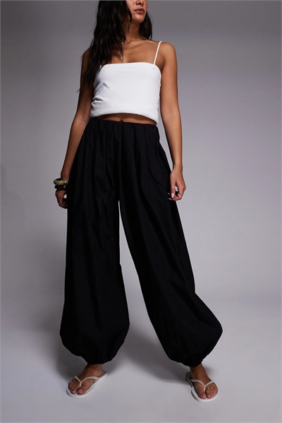 Широкие брюки из хлопка с эффектом «балон» артикул 155000316