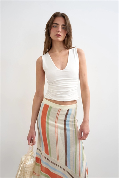 Топ с V-образным вырезом и сборками по бокам артикул 150562374