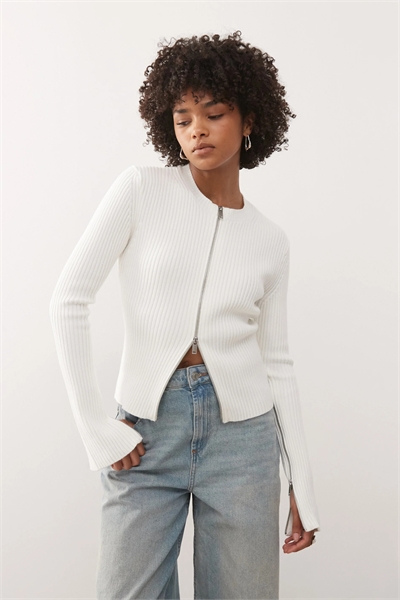 Приталенный кардиган на молнии с застежкой-молнией на рукаве артикул 152900365