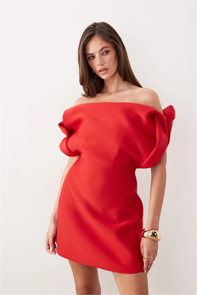 Мини-платье с вырезом «бардо» артикул 155444924