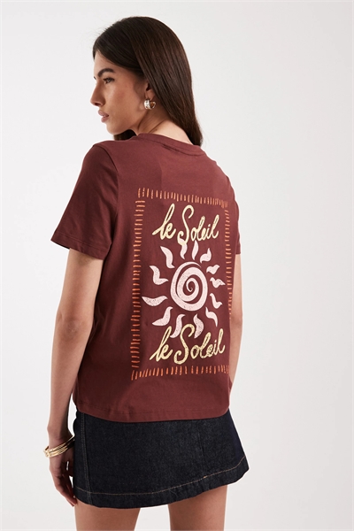 Футболка свободного кроя с принтом «Le Soleil» на спине артикул 155311713