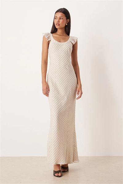 Макси-платье с круглым вырезом и завязками на спине артикул 153148641