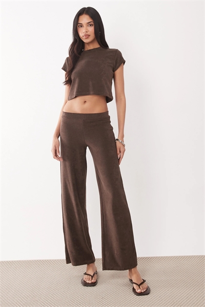 Эксклюзивные брюки с низкой талией и широкими брючинами из махровой ткани с высоким содержанием хлопка co-ord артикул 154134189